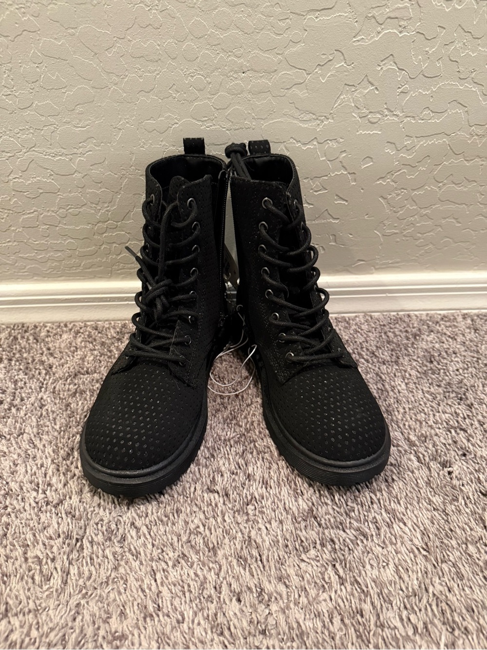 Girl’s Black Lace-Up Combat Boots